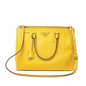 Prada Large Yellow Saffiano Leather Satchel